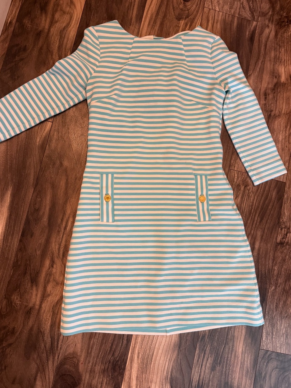 Lilly Pulitzer Aqua and White Striped Knit Dress